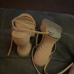 Marc Fisher Tan Strappy Heels